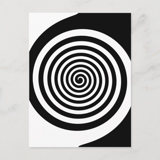 Postal Espiral hipnótico negro y blanco (Anverso)