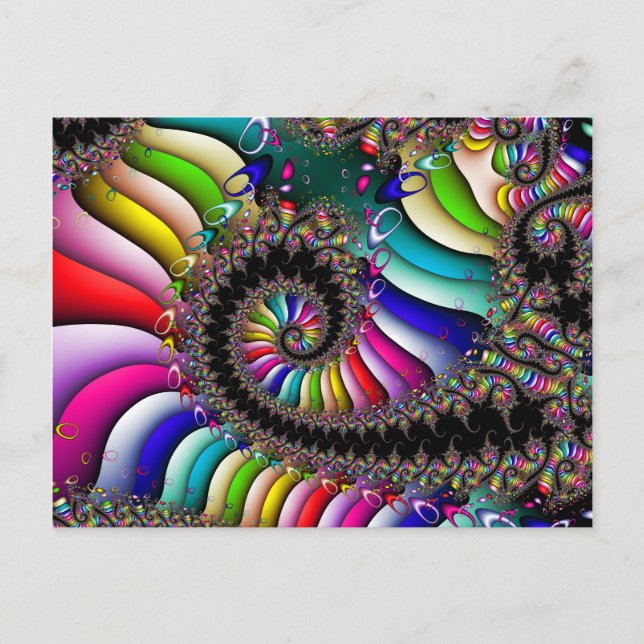 Postal Espiral multicolor fractal (Anverso)