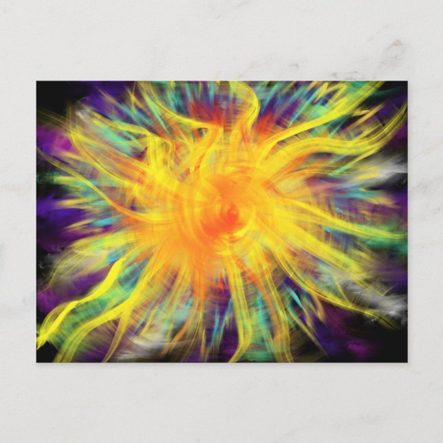 Postal Espiral Naranja Amarillo de Arte de Adoración 20 O (Anverso)