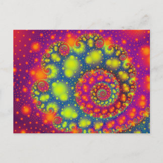 Postal Espiral psicodélica Neón Decorativo Resumen Arte