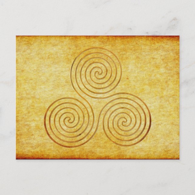 Postal espiral triple celta - oro antiguo de OneLine (Anverso)