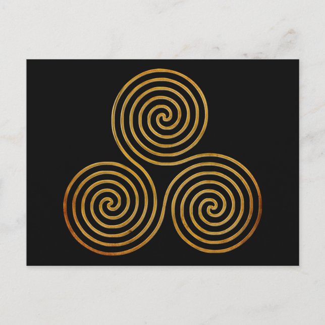 Postal espiral triple celta - oro antiguo OneLine, negro (Anverso)
