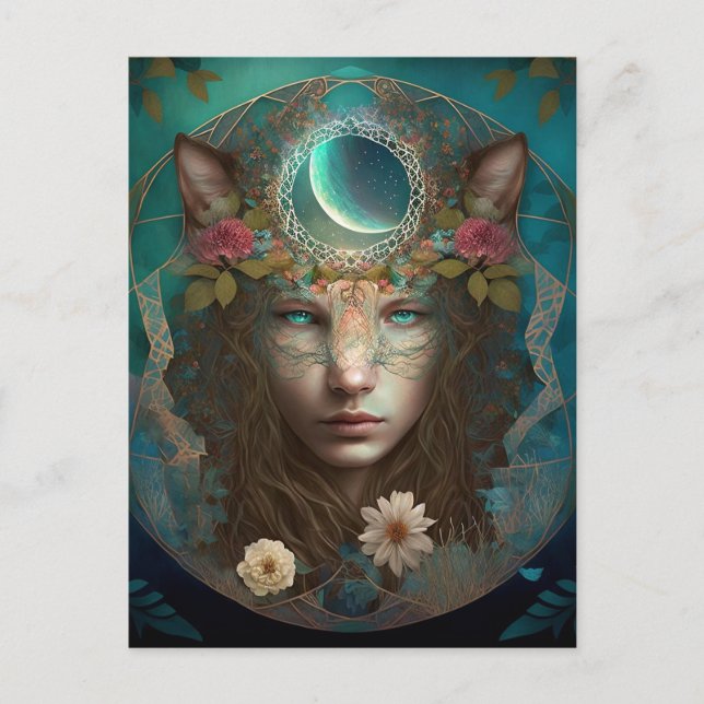 Postal Espíritu animal Arte de fantasía mística (Anverso)
