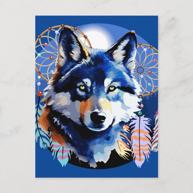 Postal Espíritu animal nativo de Wolf (Anverso)