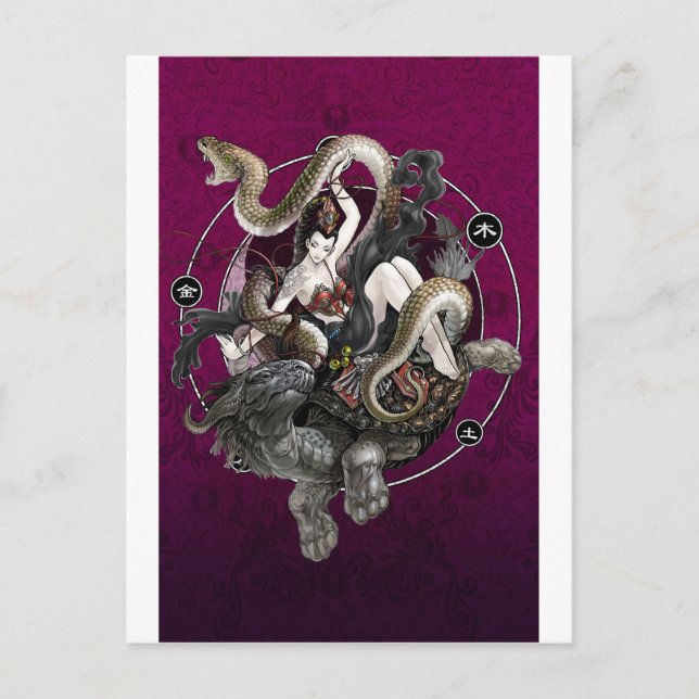 Postal Espíritu chino de la serpiente tortuga (Anverso)