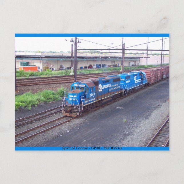 Postal Espíritu de Conrail - GP38 - PRR #2943 en pintura  (Anverso)