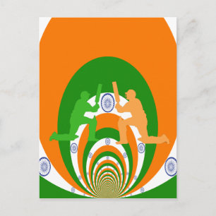 Postal Espíritu de críquet de la India: diseño abstracto
