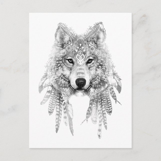 Postal Espíritu de lobo tribal (Anverso)