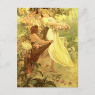 Postal Espíritu de primavera por Alphonse Mucha