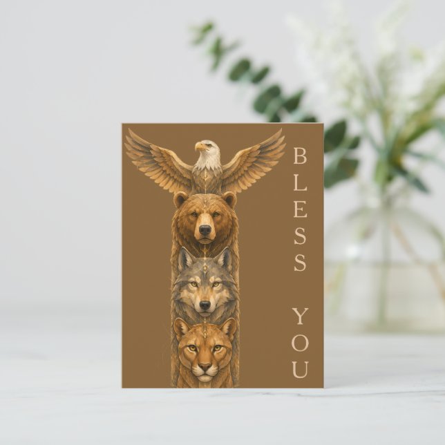 Postal Espíritu del Salvaje – Arte de Tótem  (Anverso de pie)
