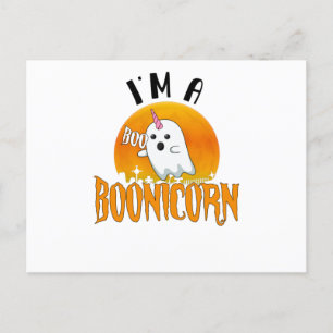 Postal Espíritu fantasma de Halloween Boonicorn Unicorn