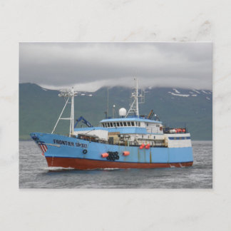 Postal Espíritu fronterizo, longliner en puerto holandés,