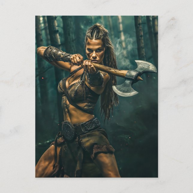 Postal Espíritu guerrero del canal de la mujer vikera (Anverso)