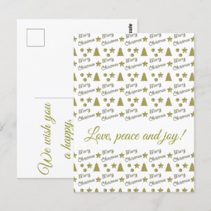 Postal Espíritu navidad - estrellas doradas, árboles de N