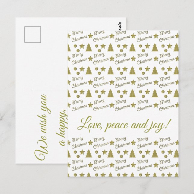 Postal Espíritu navidad - estrellas doradas, árboles de N (Anverso / Reverso)