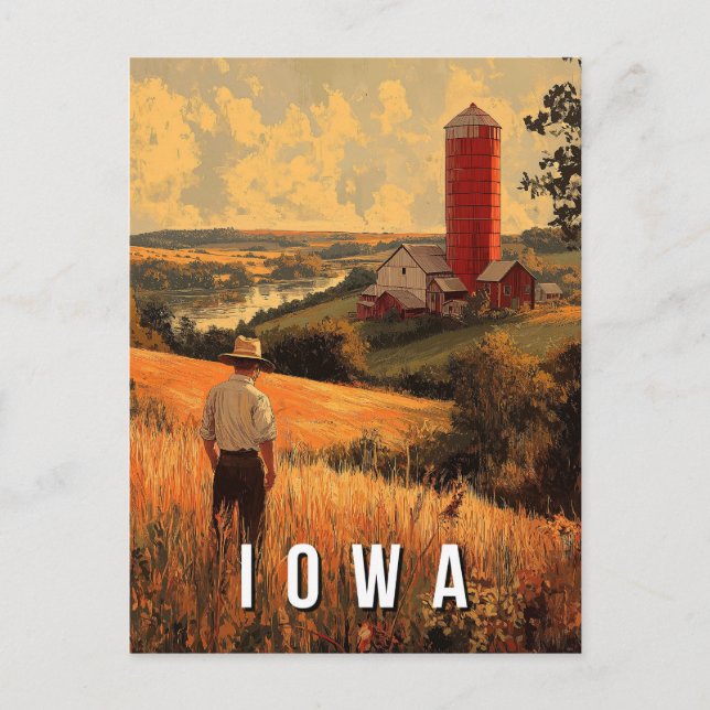 Postal Espíritu Patriótico Retro Iowa - Americana Heartla (Anverso)