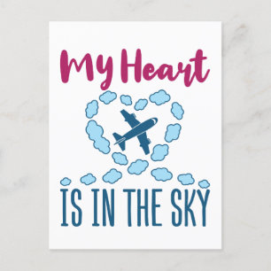 Postal Esposa de piloto Mi corazón está en el cielo