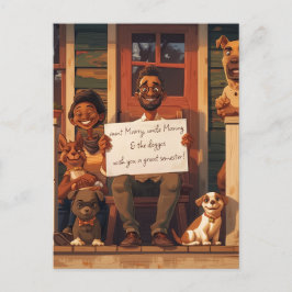 Postal Esposa y marido con perros