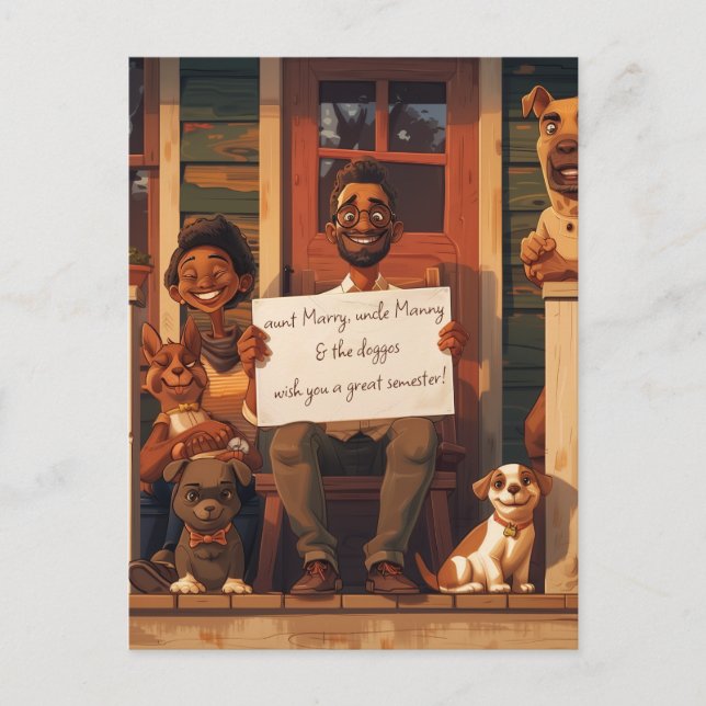 Postal Esposa y marido con perros (Anverso)