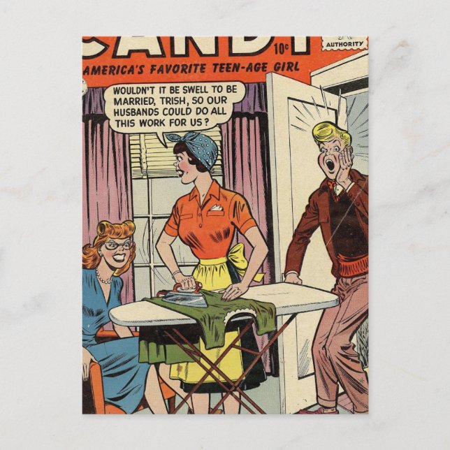 Postal Esposos y tareas domésticas (Anverso)