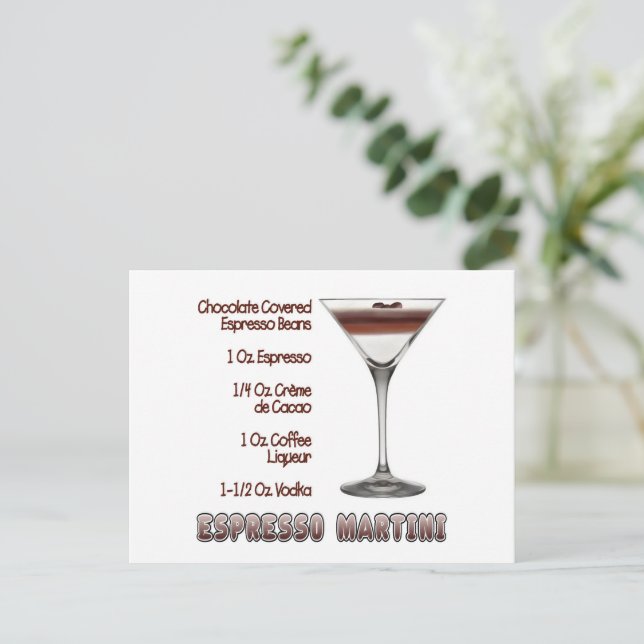 Postal Espresso Martini Cocktail Recipe Art (Anverso de pie)