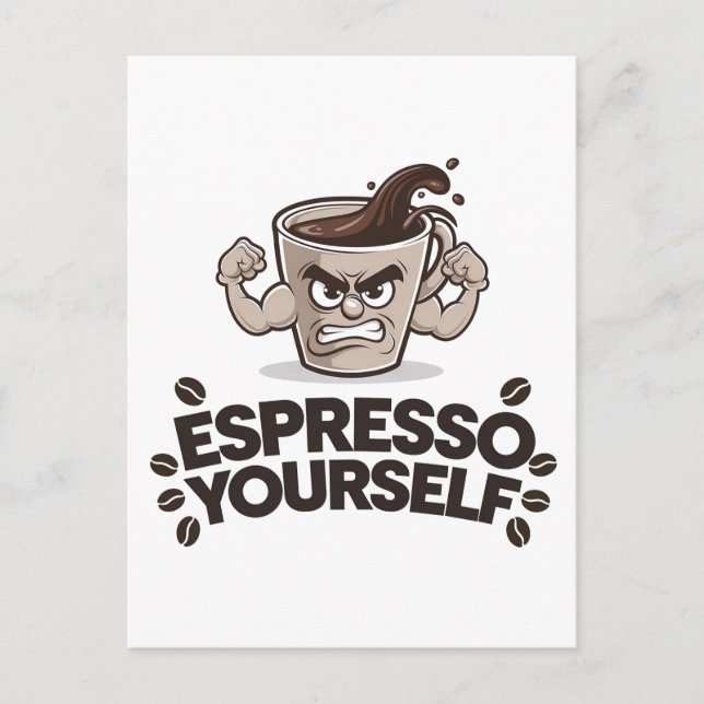 Postal Espresso tú mismo - Gracioso diseño de los amantes (Anverso)