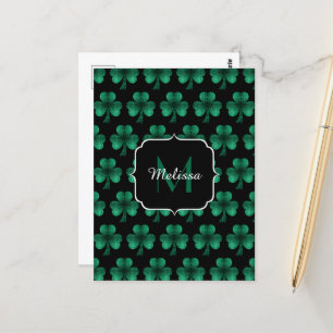 Postal Espuma verde esmeralda Shamrock negro Monograma