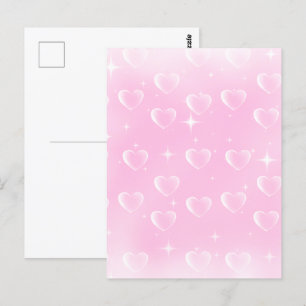 Postal Espuma Y Corazones De Rubor Rosa