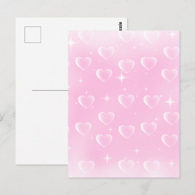 Postal Espuma Y Corazones De Rubor Rosa (Anverso / Reverso)