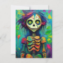 Postal Esqueleto arcoiris muñeca zombie