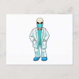 Postal Esqueleto como médico con mascarilla