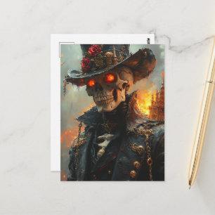 Postal Esqueleto con ojos brillantes