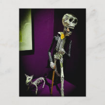 Esqueleto Dapper Día de los Muertos con Perro