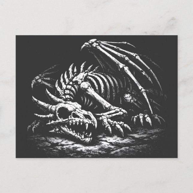 Postal Esqueleto de Dragón — por BurnsInHell (Anverso)