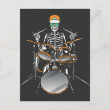 Esqueleto de Halloween Mano de Rock Tocando Baterí