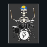 Postal Esqueleto de Halloween Mano de Rock Tocando la Bat<br><div class="desc">Diseño gráfico de tarjeta postal estándar de esqueleto de Halloween mano de rock tocando la batería Regalo Colección Clásica.</div>