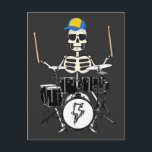Postal Esqueleto de Halloween Mano de Rock Tocando la Bat<br><div class="desc">Diseño gráfico de tarjeta postal estándar de esqueleto de Halloween mano de rock tocando la batería Regalo Colección Clásica.</div>
