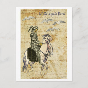 Postal Esqueleto de la muerte del caballero negro de Hall