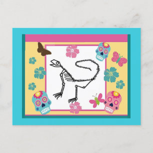 Postal Esqueleto de Lizard, Día de los Muertos