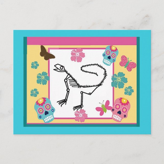 Postal Esqueleto de Lizard, Día de los Muertos (Anverso)