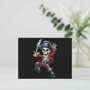 Postal Esqueleto de pirata haciendo dabbing Jolly Roger H
