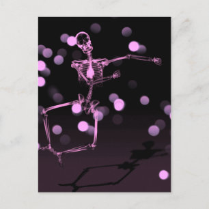Postal Esqueleto de rayos X bailando - rosa