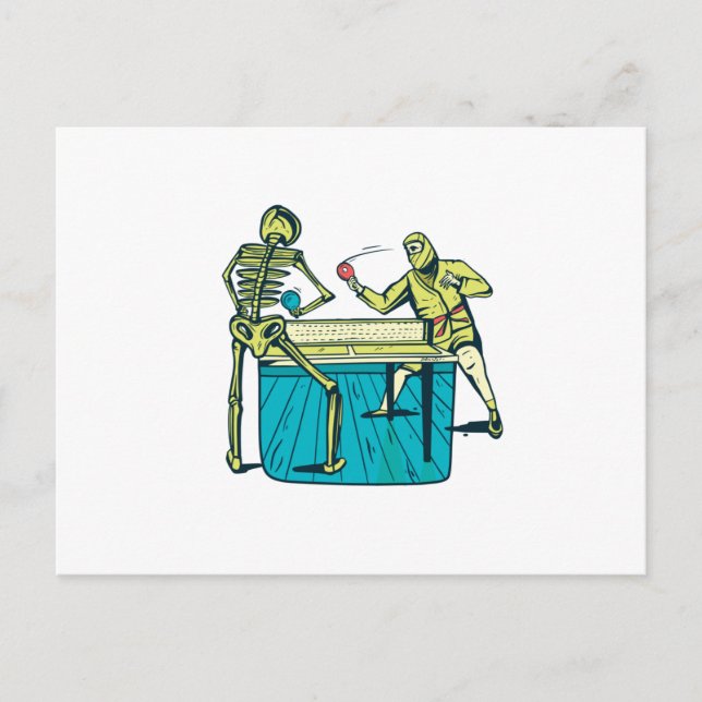 Postal Esqueleto de tenis de mesa (Anverso)