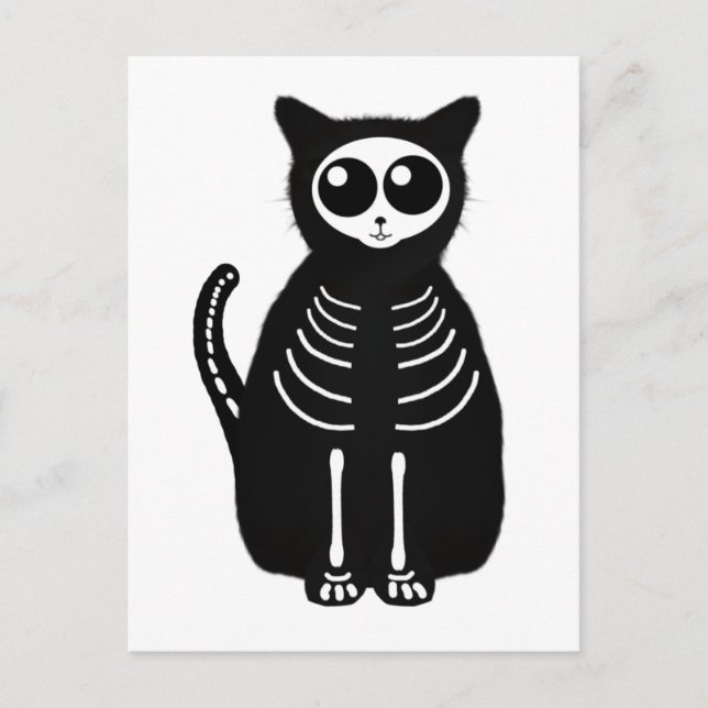 Postal Esqueleto del gato Personalizado de Halloween (Anverso)
