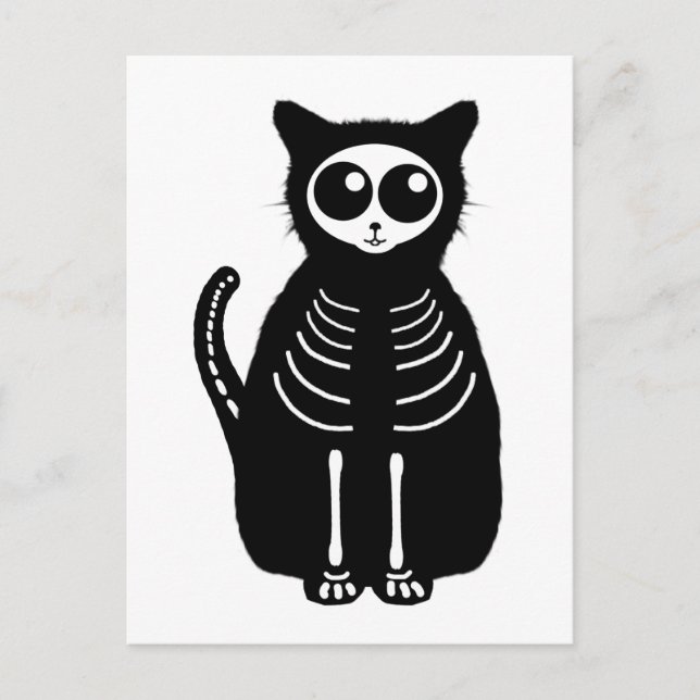 Postal Esqueleto del gato Personalizado de Halloween (Anverso)