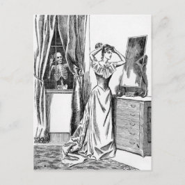 Postal Esqueleto Duende Monstruo Mujer Victoriana