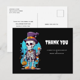 Postal Esqueleto genial con sombrero de copa Acción de gr