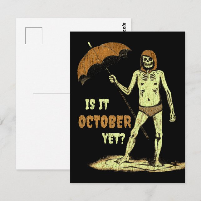 Postal Esqueleto Ghoul de verano en la playa (Anverso / Reverso)