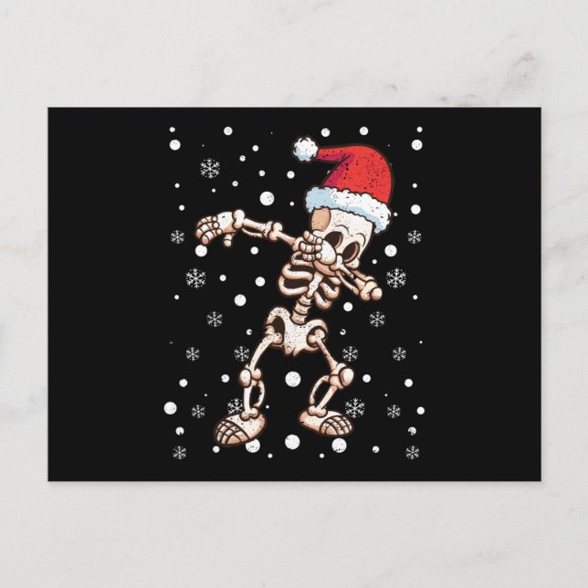 Postal Esqueleto haciendo dabbing Papá Noel Navidad (Anverso)