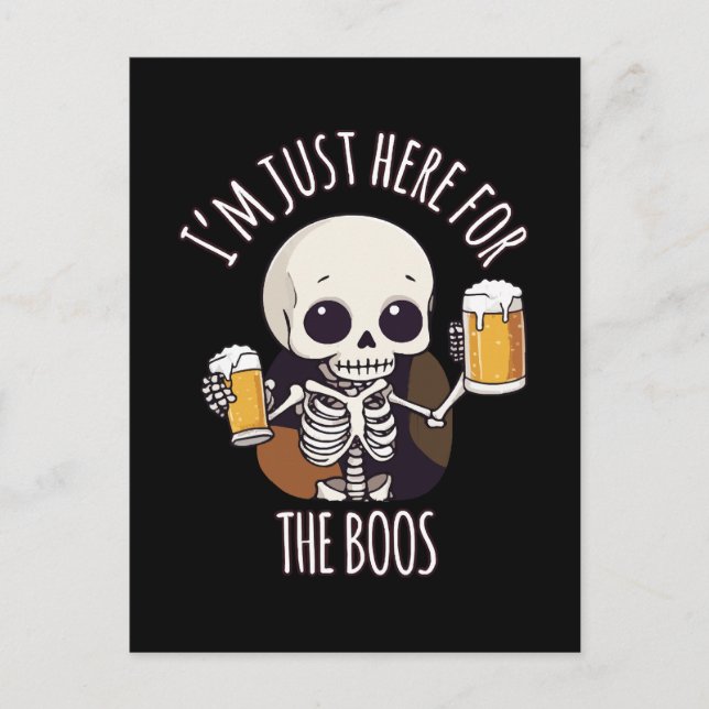 Postal Esqueleto Kawaii Halloween Oktoberfest (Anverso)